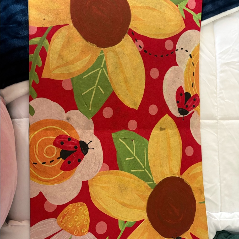Colorful Sunflower and Ladybug Garden Flag, Doormat and Bow Set - Picture 4 of 4